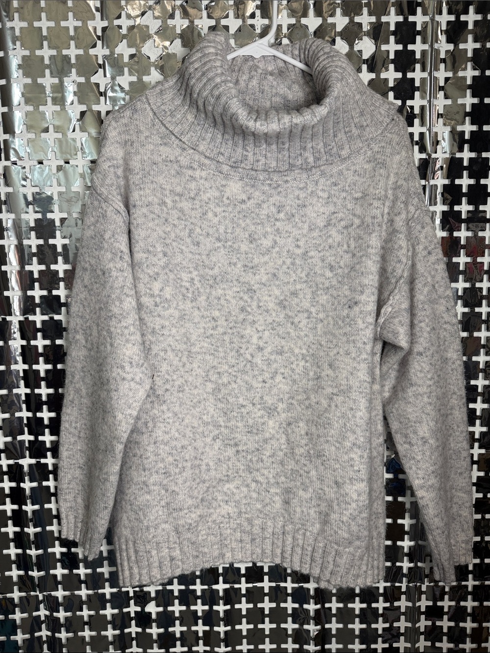 Karl Marc John Classic Light Gray Ribbed Cowl Neck Sweater